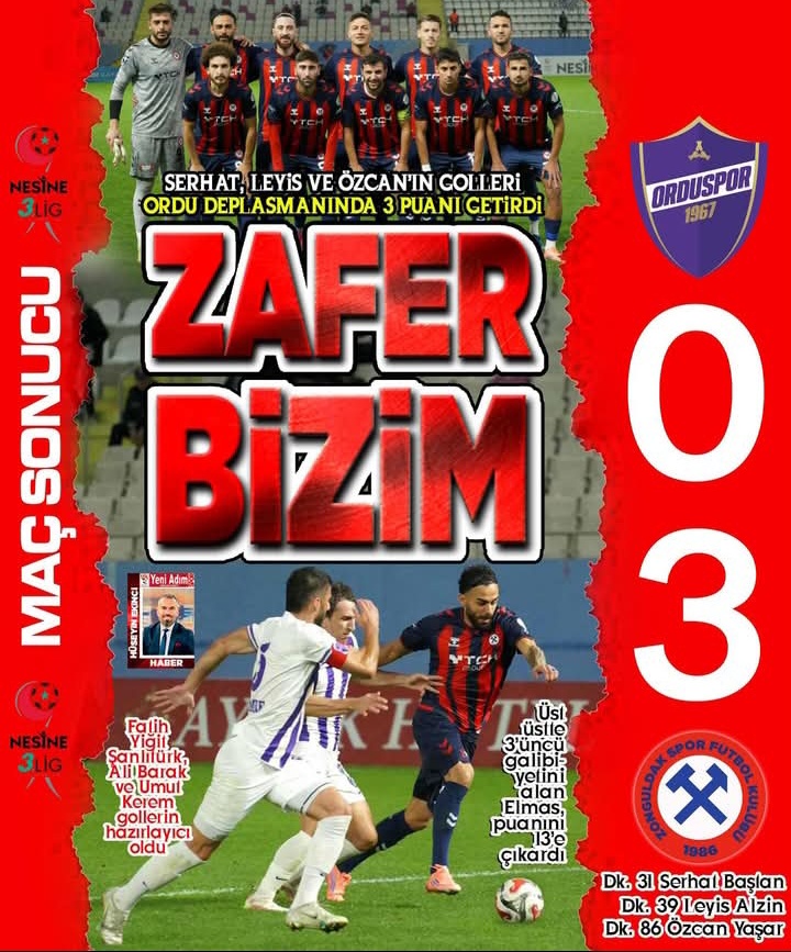 Zonguldakspor, Orduspor Deplasmanında Şov Yaptı: 3-0!